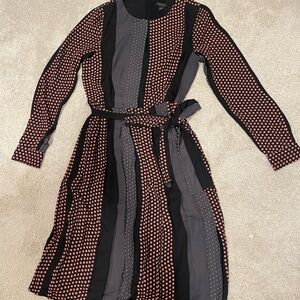 Ann Taylor Black and Pink Long Sleeve Dress
